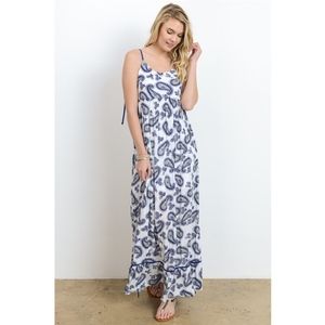 NEW Blue and White Paisley Maxi Dress